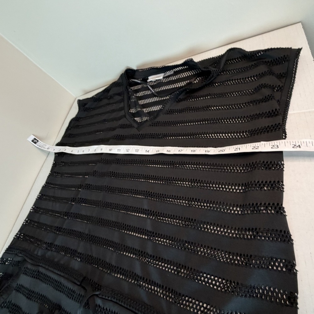 Calvin Klein Tunic Swim Cover Up Womens L Black Open Knit V-Neck Beach Pool Vaca - Picture 4 of 11